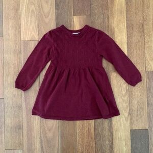 H&M Girls Toddler Burgundy Sweater Dress Long Sleeves 2T